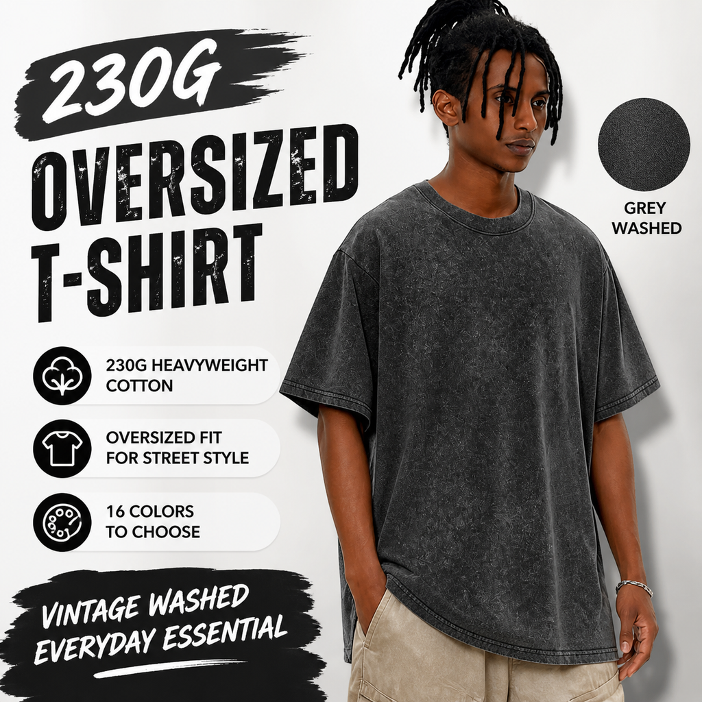 230G Vintage Washed Relaxed Tee | Heavyweight Oversized Everyday T-Shirt