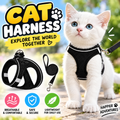 Breathable Mesh Cat Harness & Leash Set with Reflective Trim