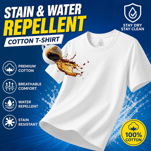 Everyday Performance Cotton Tee | Soft, Breathable & Water-Resistant T-Shirt