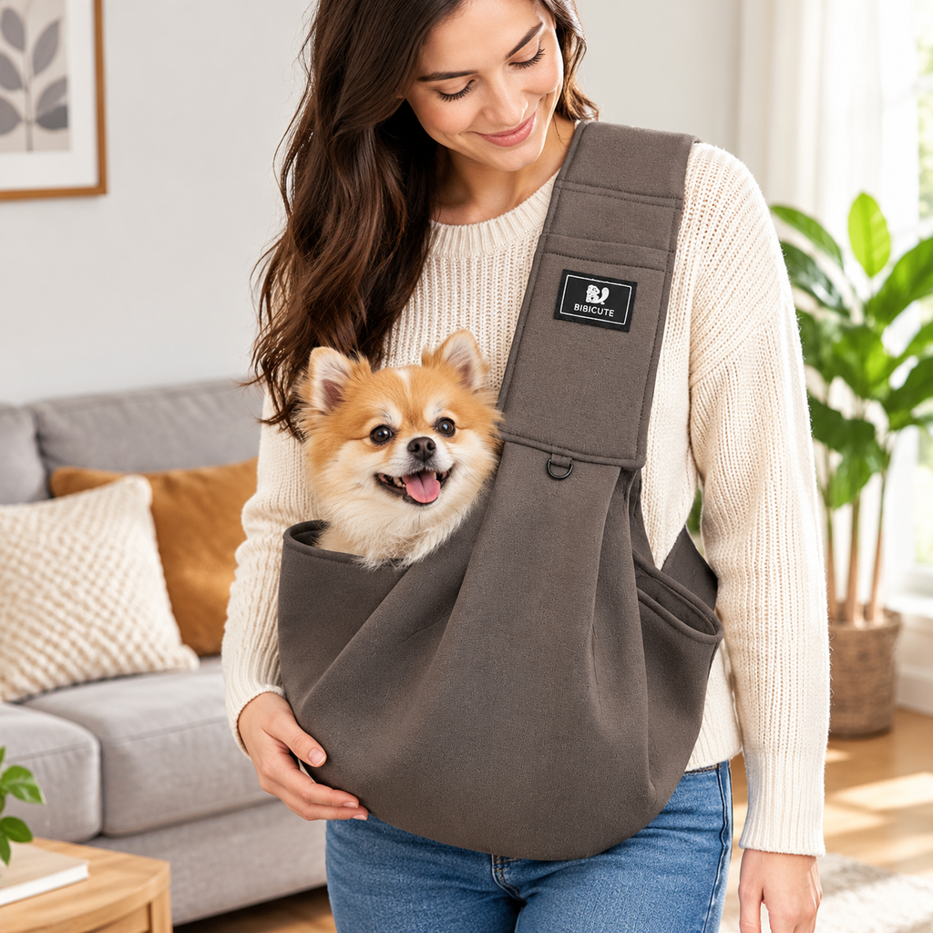 Soft Pet Sling Carrier for Small Dogs with Padded Shoulder Strap