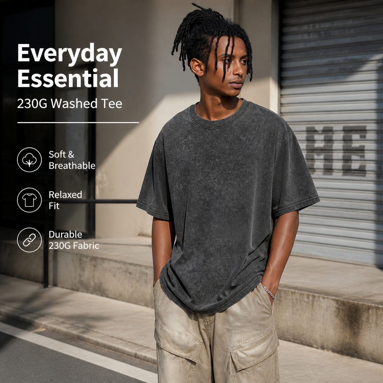 230G Vintage Washed Relaxed Tee | Heavyweight Oversized Everyday T-Shirt