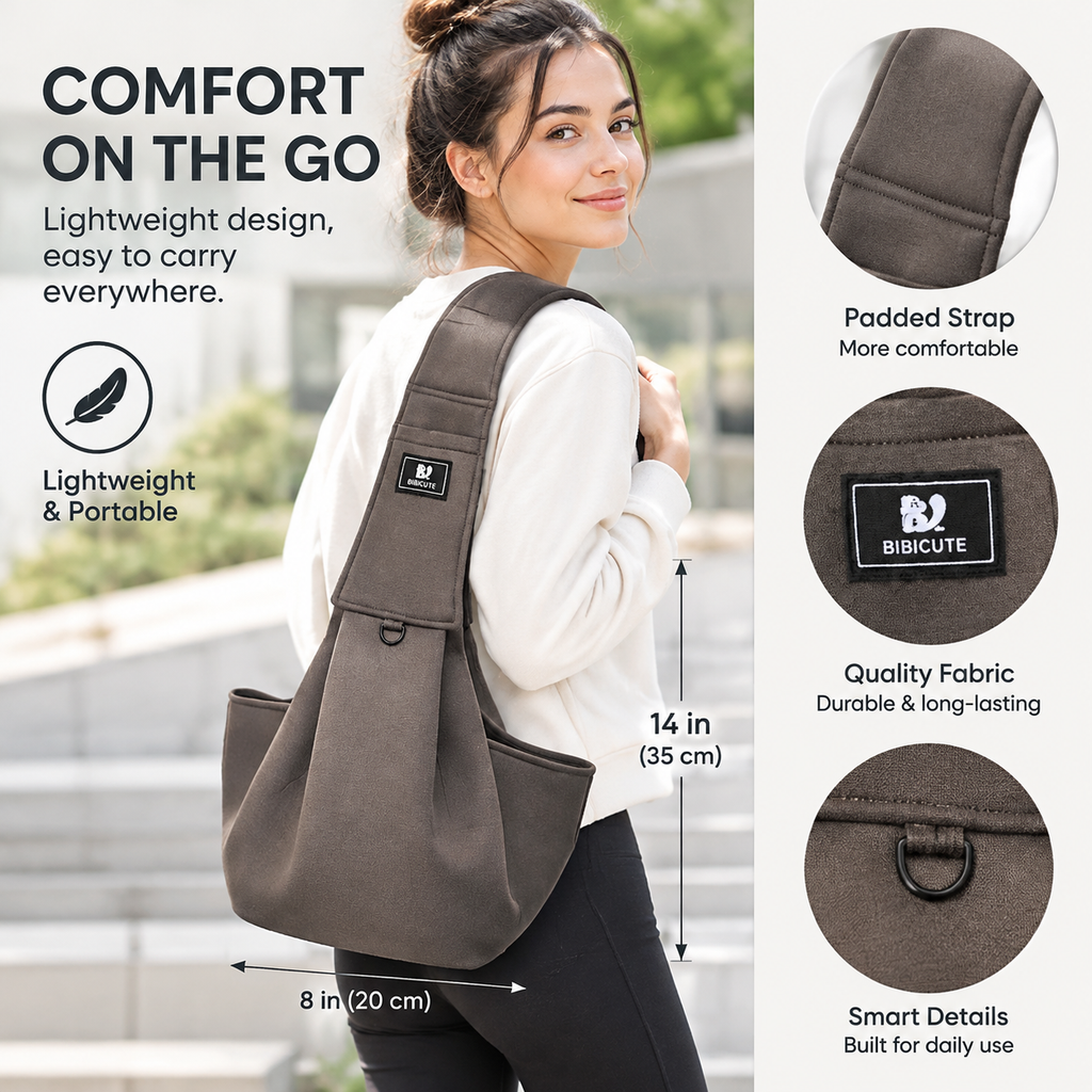 Soft Pet Sling Carrier for Small Dogs with Padded Shoulder Strap