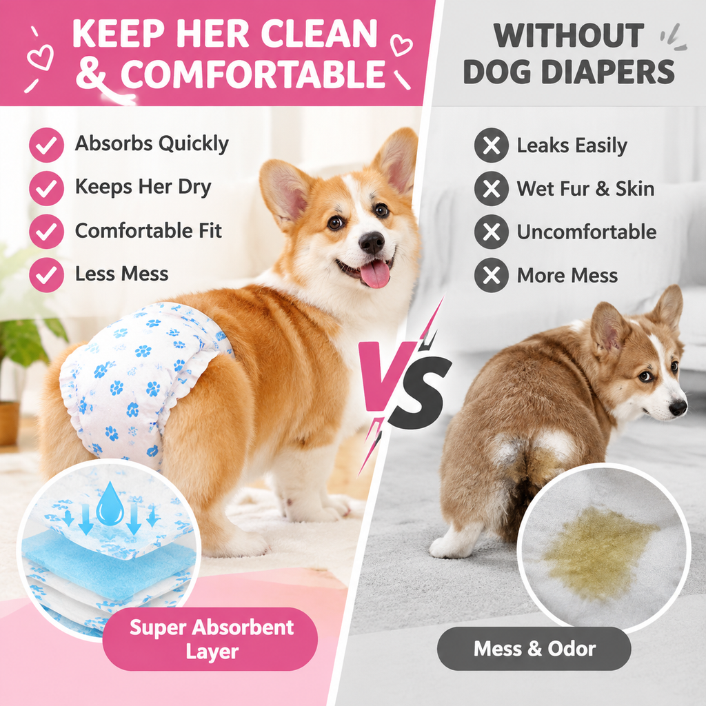 Disposable Female Dog Diapers – XS 10-Pack, Soft & Absorbent