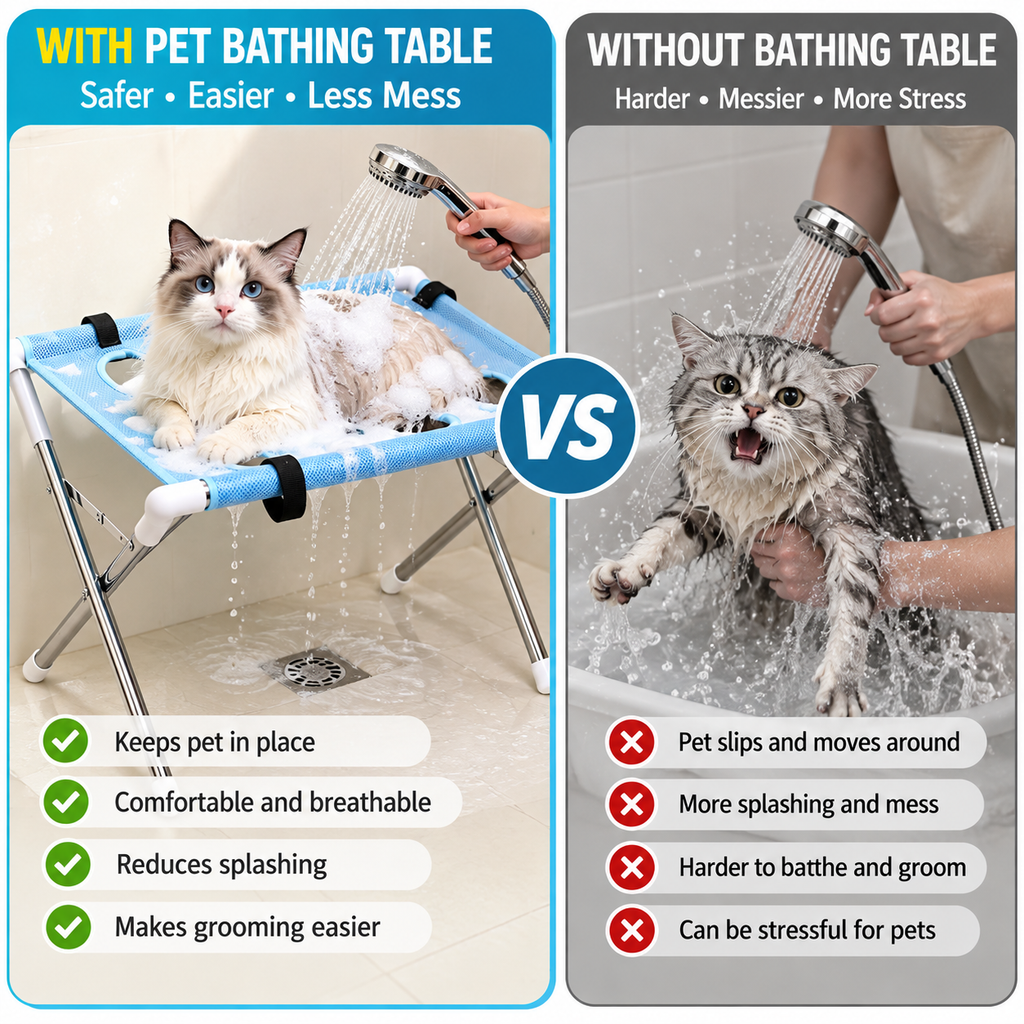 Foldable Pet Bathing & Grooming Table for Cats and Small Dogs